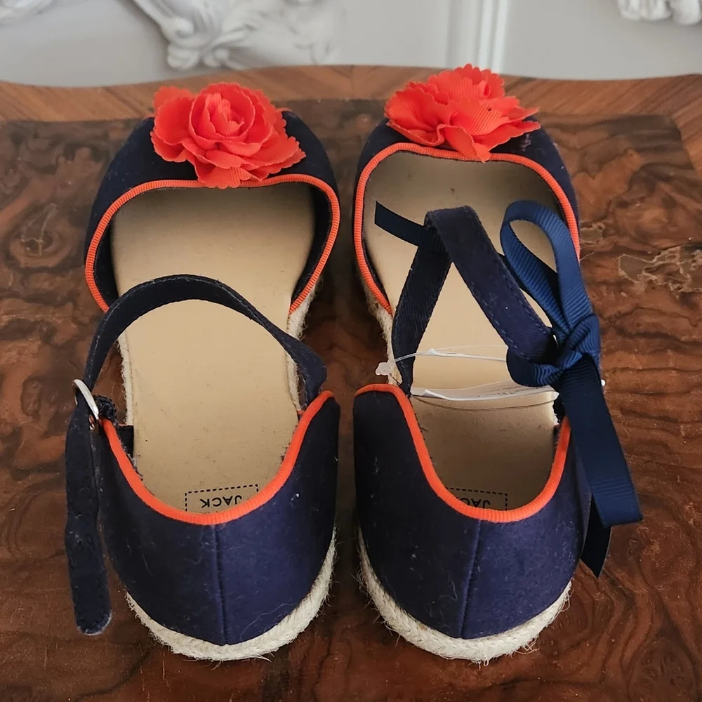 Janie abd Jack Blue and Orange Espadrilles with Vibrant Floral Design - Picture 3 of 5